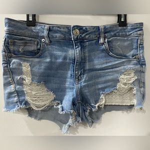 AEO distressed shorts. Light wash. Size 12.